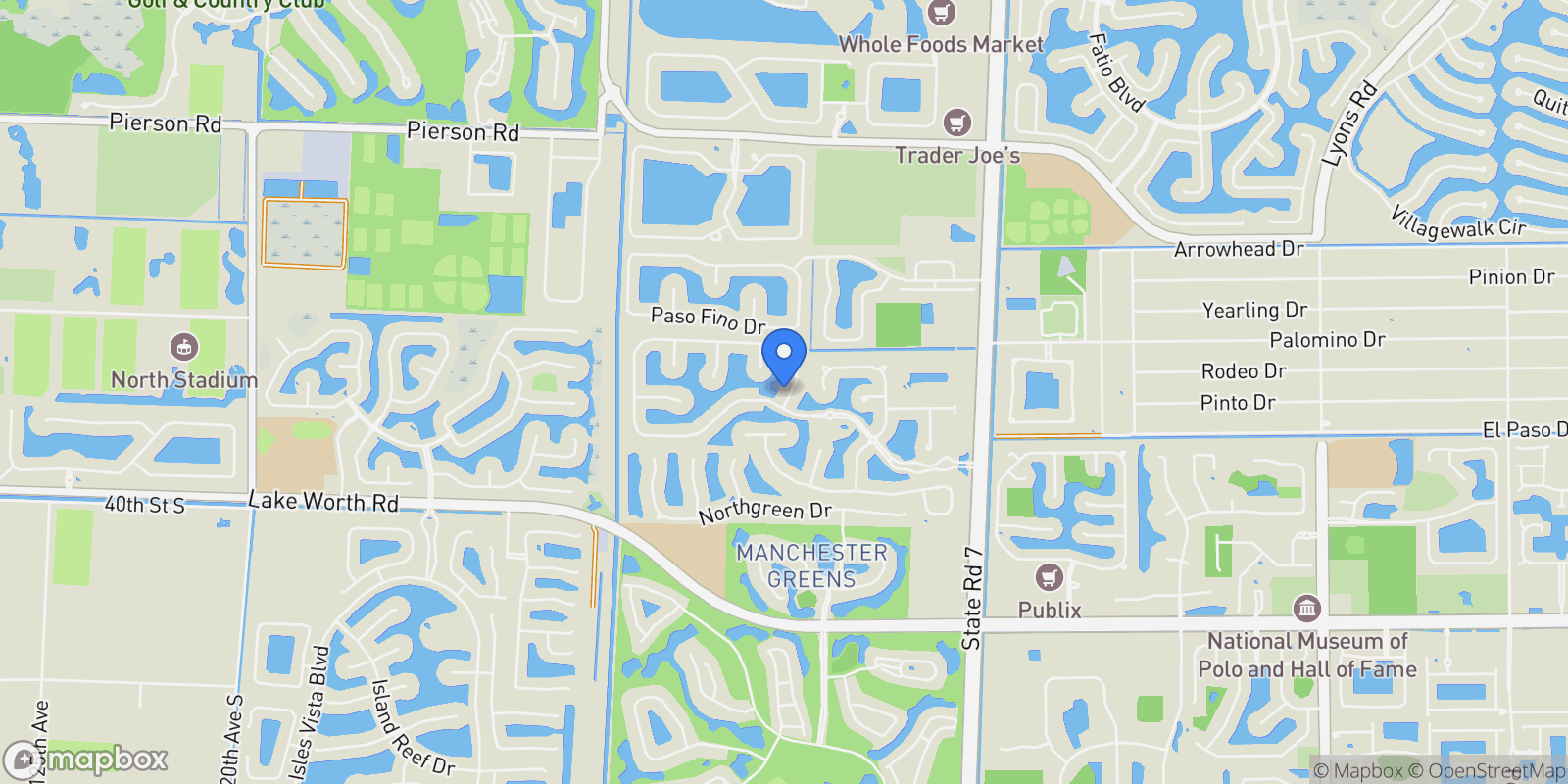 Map showing 10775 Versailles Boulevard, Wellington, Florida, United States.