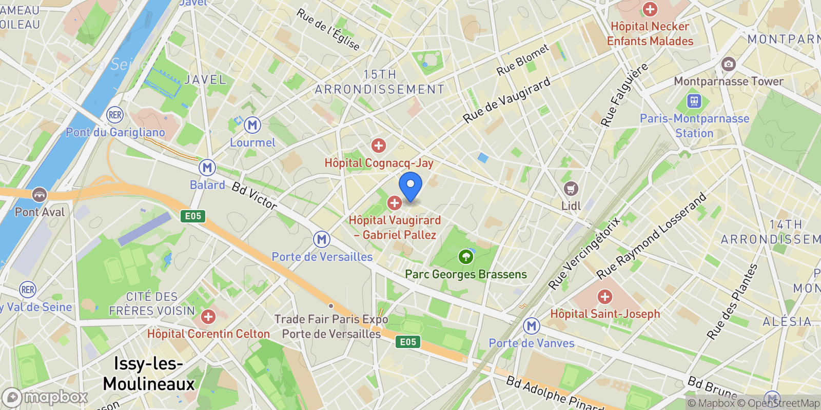 Map showing PARIS, J 75008, Paris, Île-de-France, France.