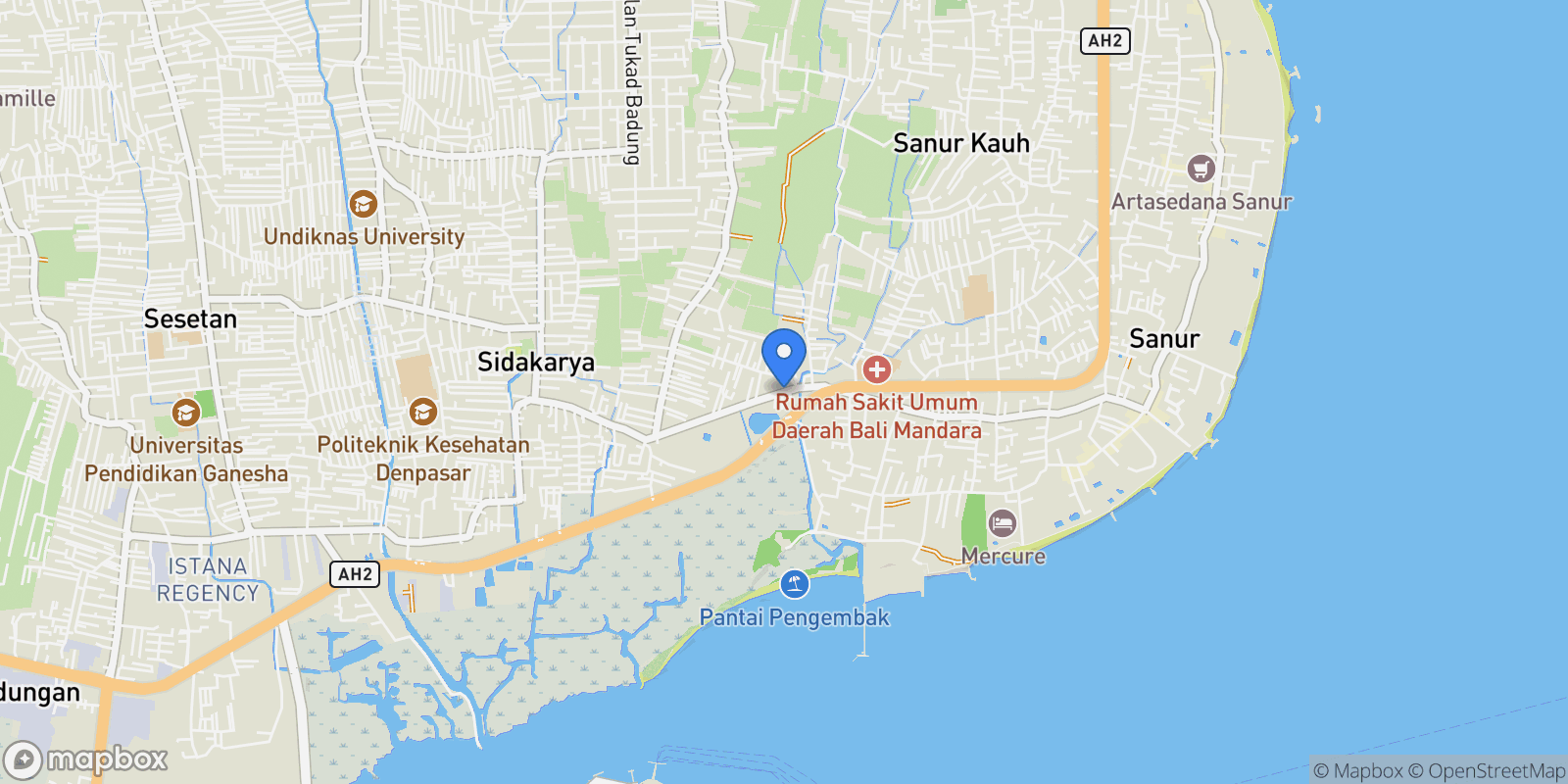 Map showing Jl. Danau Tempe, Sanur Kauh, Denpasar Selatan, Kota Denpasar, Bali, Indonesia, Denpasar, Bali, Indonesia.