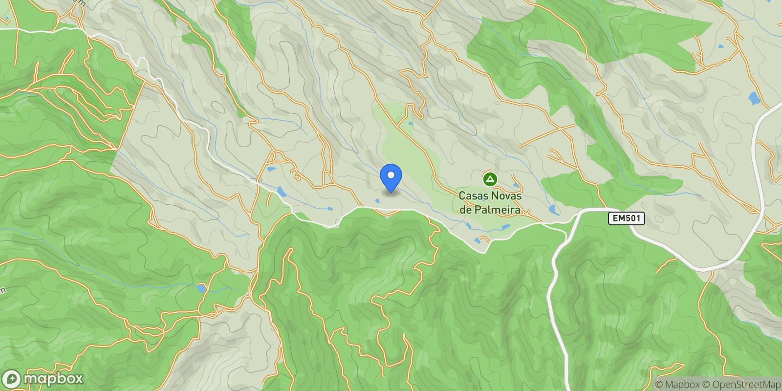 Map showing Casa Nova, Relva Grande, S.Teotónio, Beja District, Portugal.