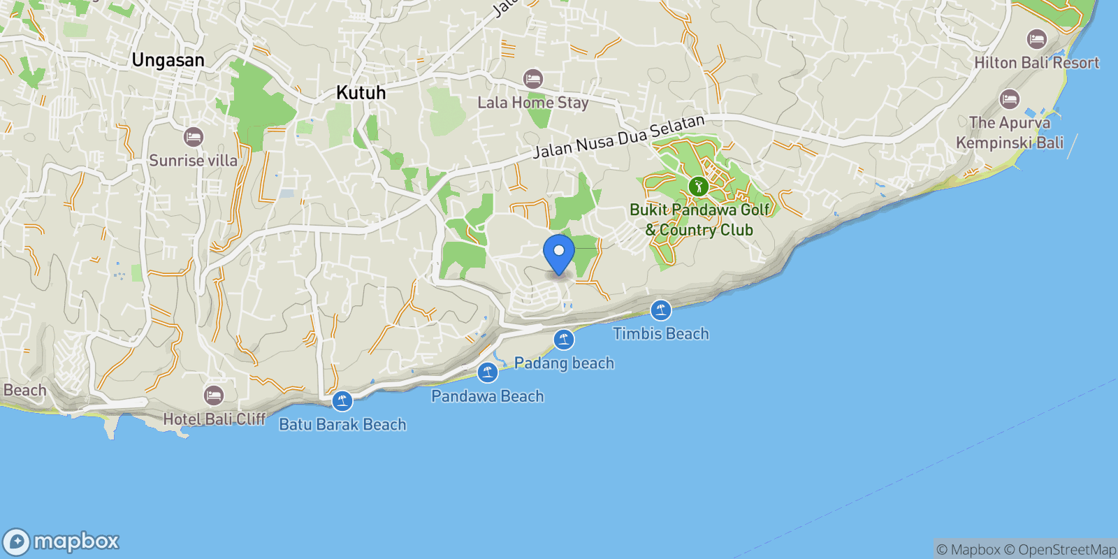 Map showing 555Q+WJ4, South Kuta, Badung Regency, Bali, Indonesia, Bali, Indonesia.