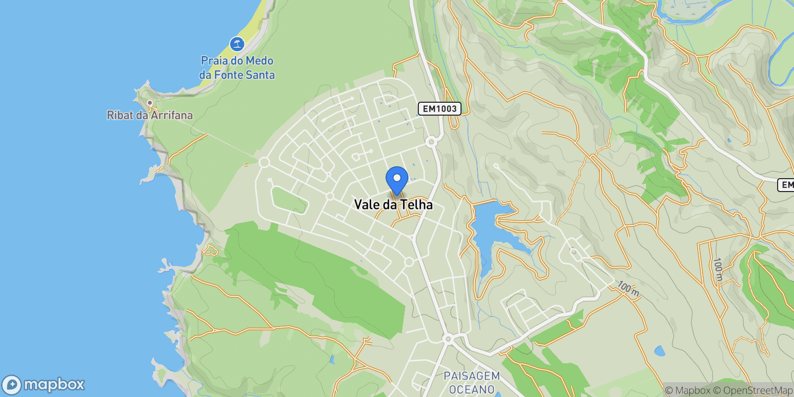 Map showing Urbanização Vale da Telha, Aljezur, Algarve, Portugal.