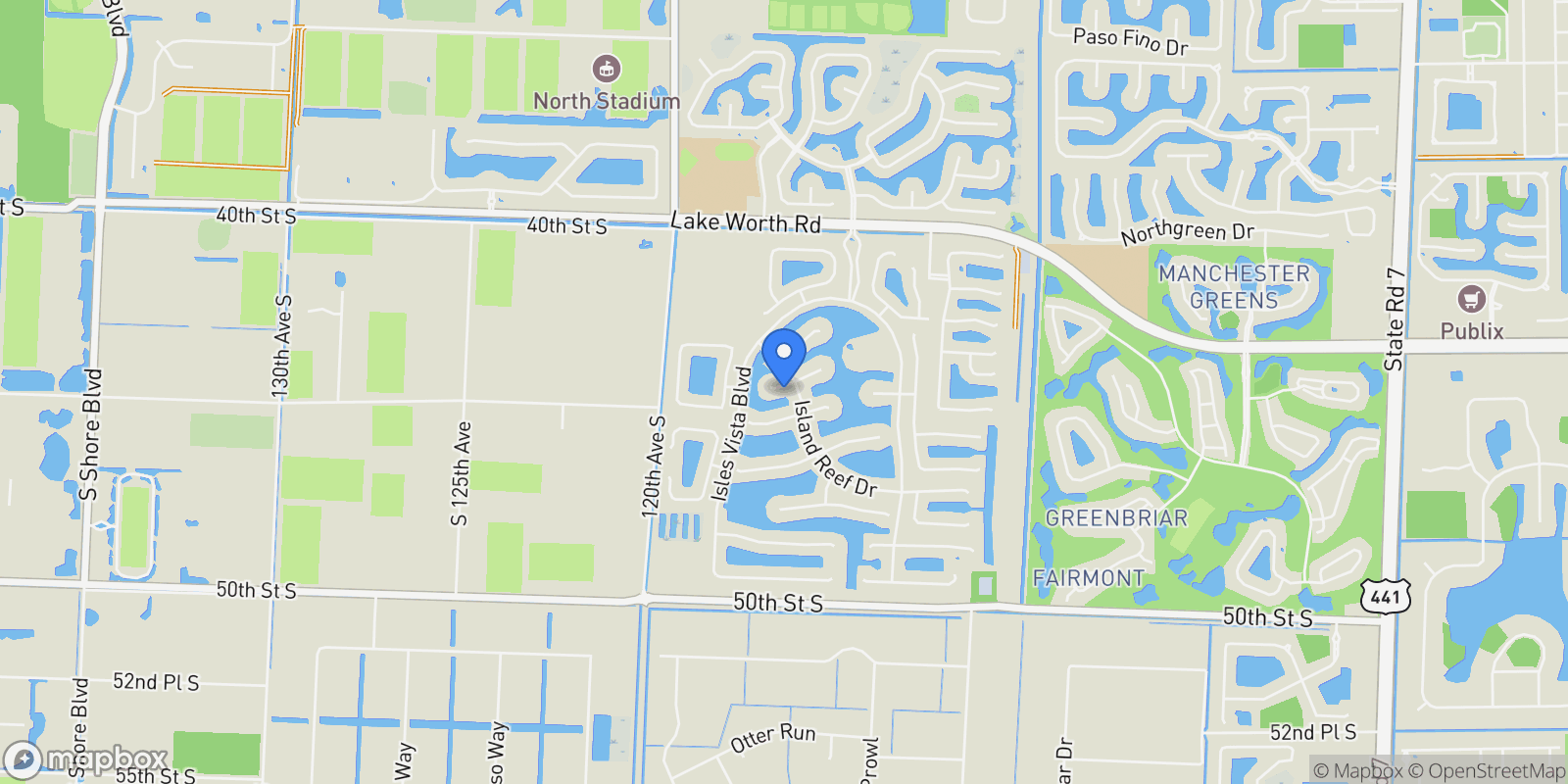 Map showing 11672 S Breeze Place, Wellington, Florida, United States.