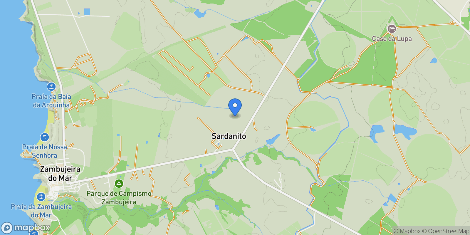Map showing Vale do Homem, S.Teotónio, Beja District, Portugal.