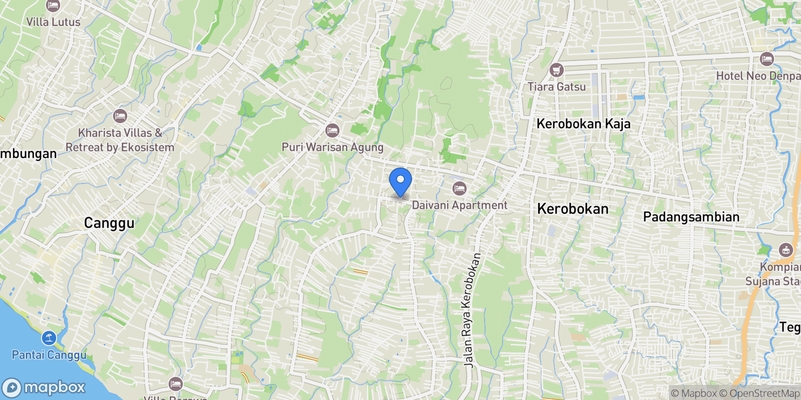 Map showing Kerobokan, Kuta Utara, Badung Regency, Bali, Indonesia, Bali, Indonesia.