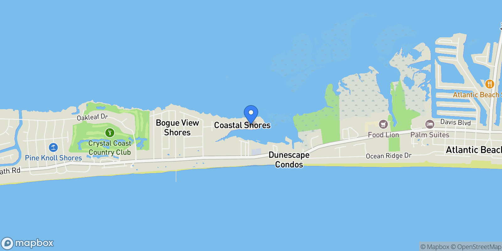 Map showing 113 Hoop Pole Creek Drive, Atlantic Beach, North Carolina, United States.