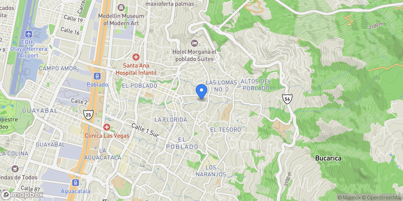 Map showing Medellín CL. 9 #30 78, EL POBLADO, MEDELLÍN, EDIFICIO 930, Medellín, Antioquia, Colombia.