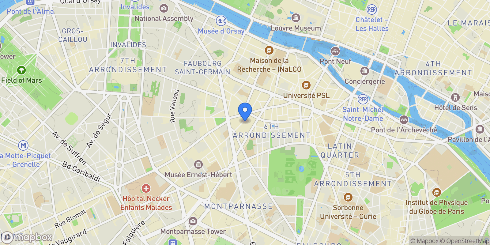 Map showing Paris, Île-de-France, France.