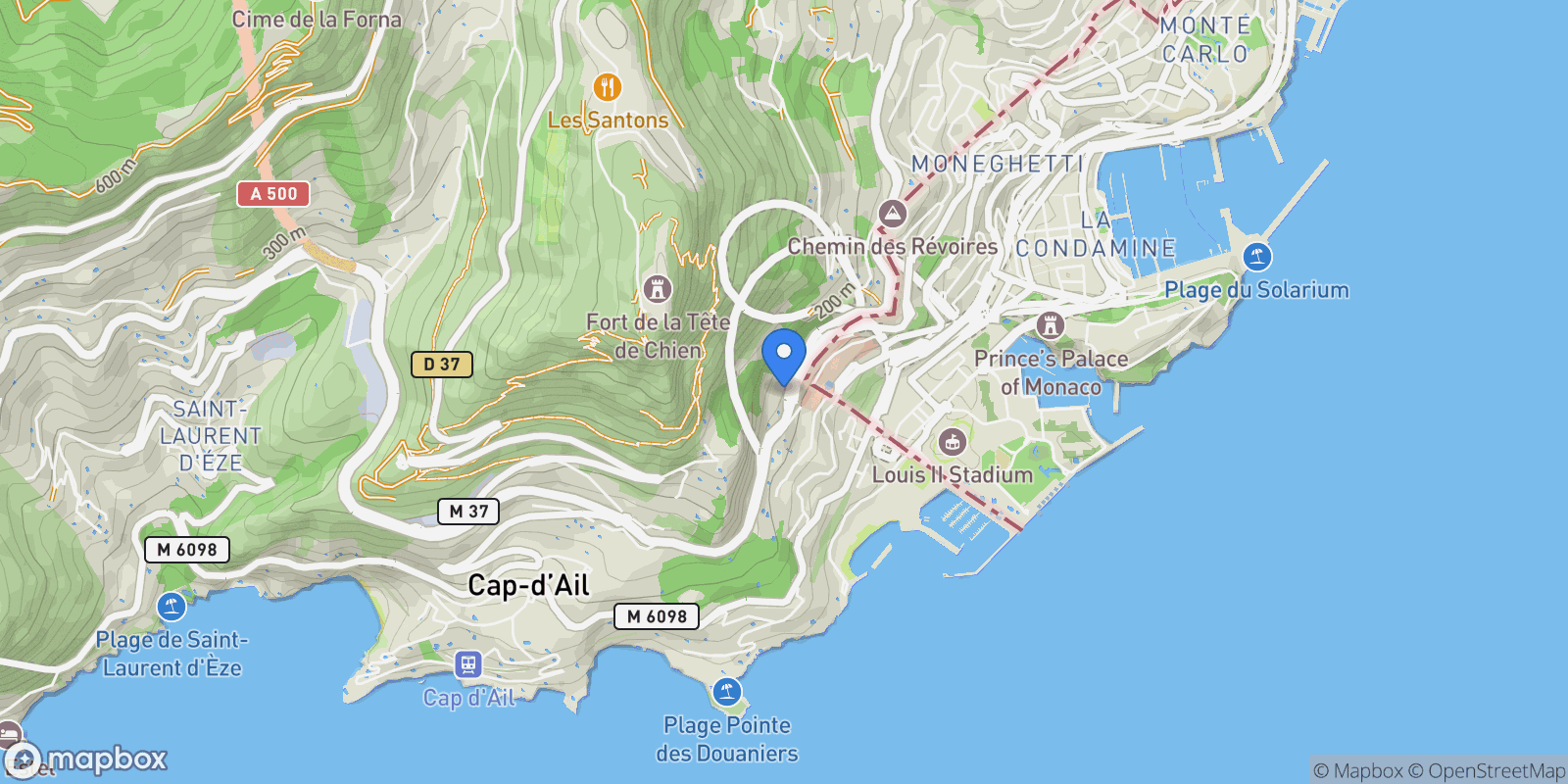 Map showing Cap-d'Ail, Provence-Alpes-Côte d'Azur, France.