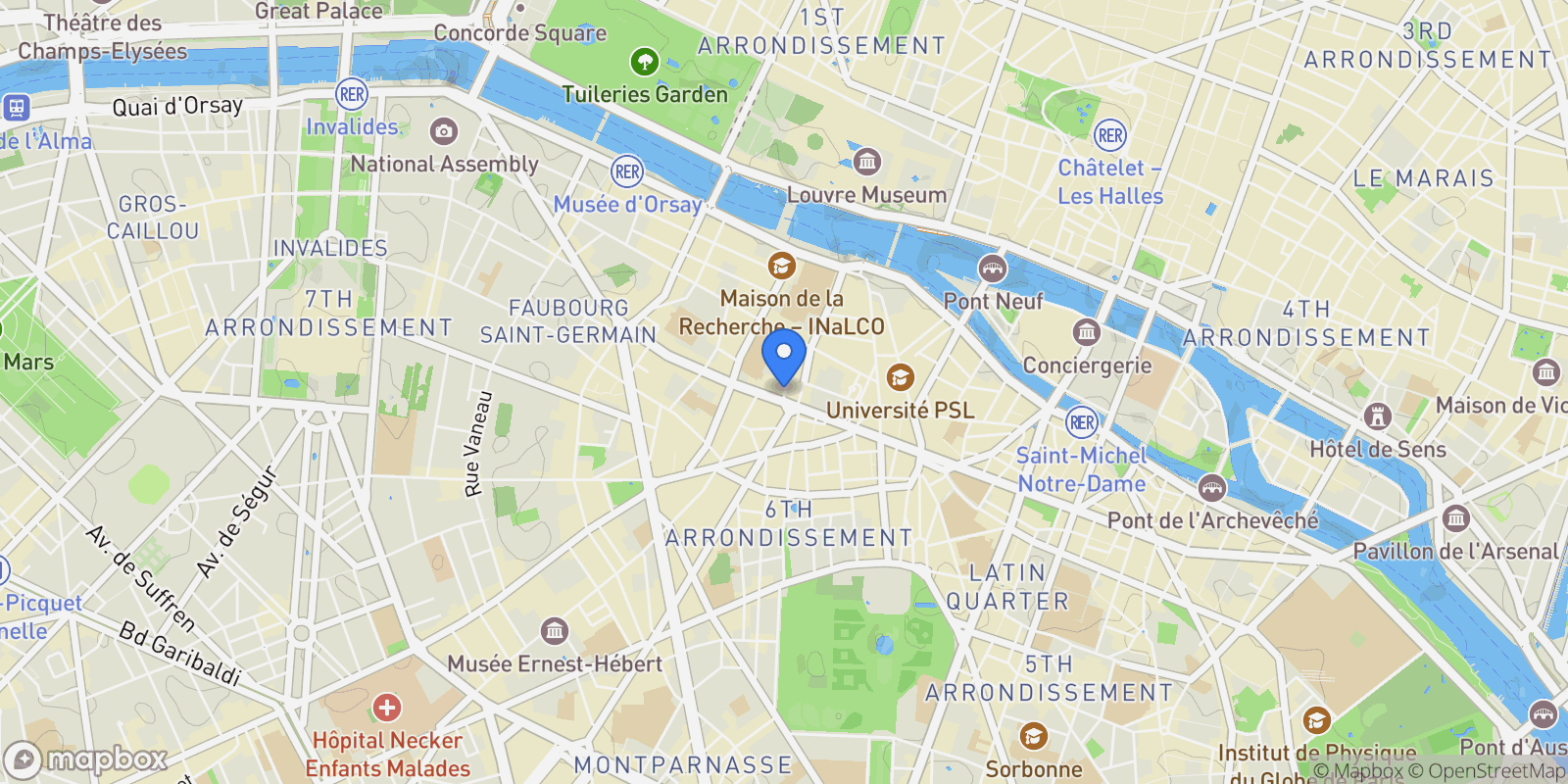 Map showing Paris, Île-de-France, France.