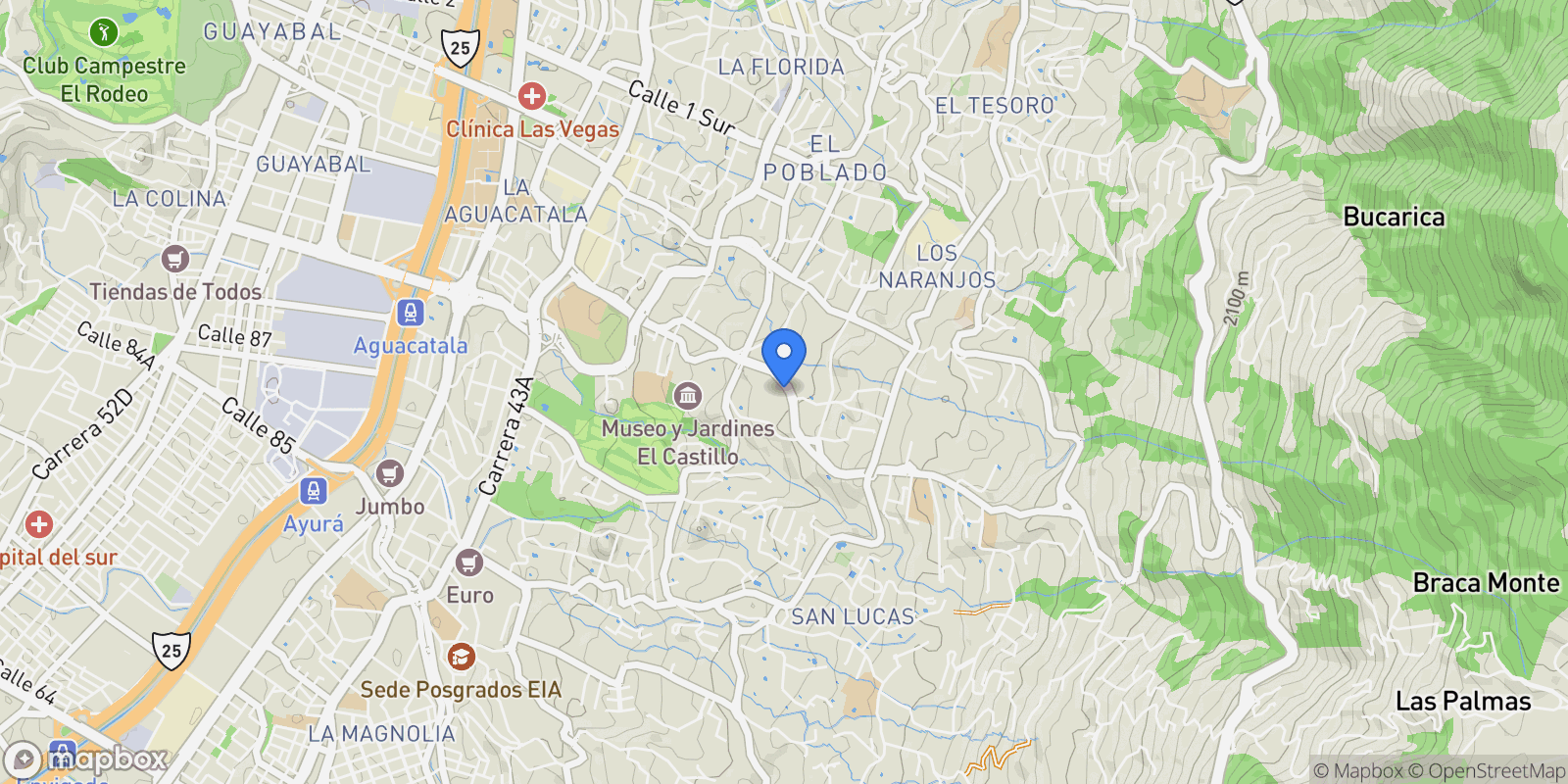 Map showing Medellín DIAGONAL 29D #9SUR 97, Medellín, Antioquia, Colombia.
