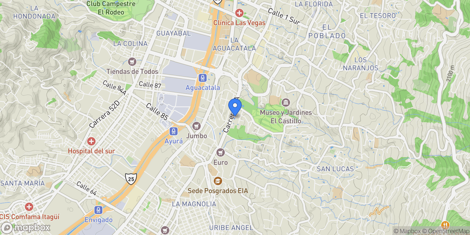 Map showing Medellín CALLE 16C SUR #42 70, Medellín, Antioquia, Colombia.