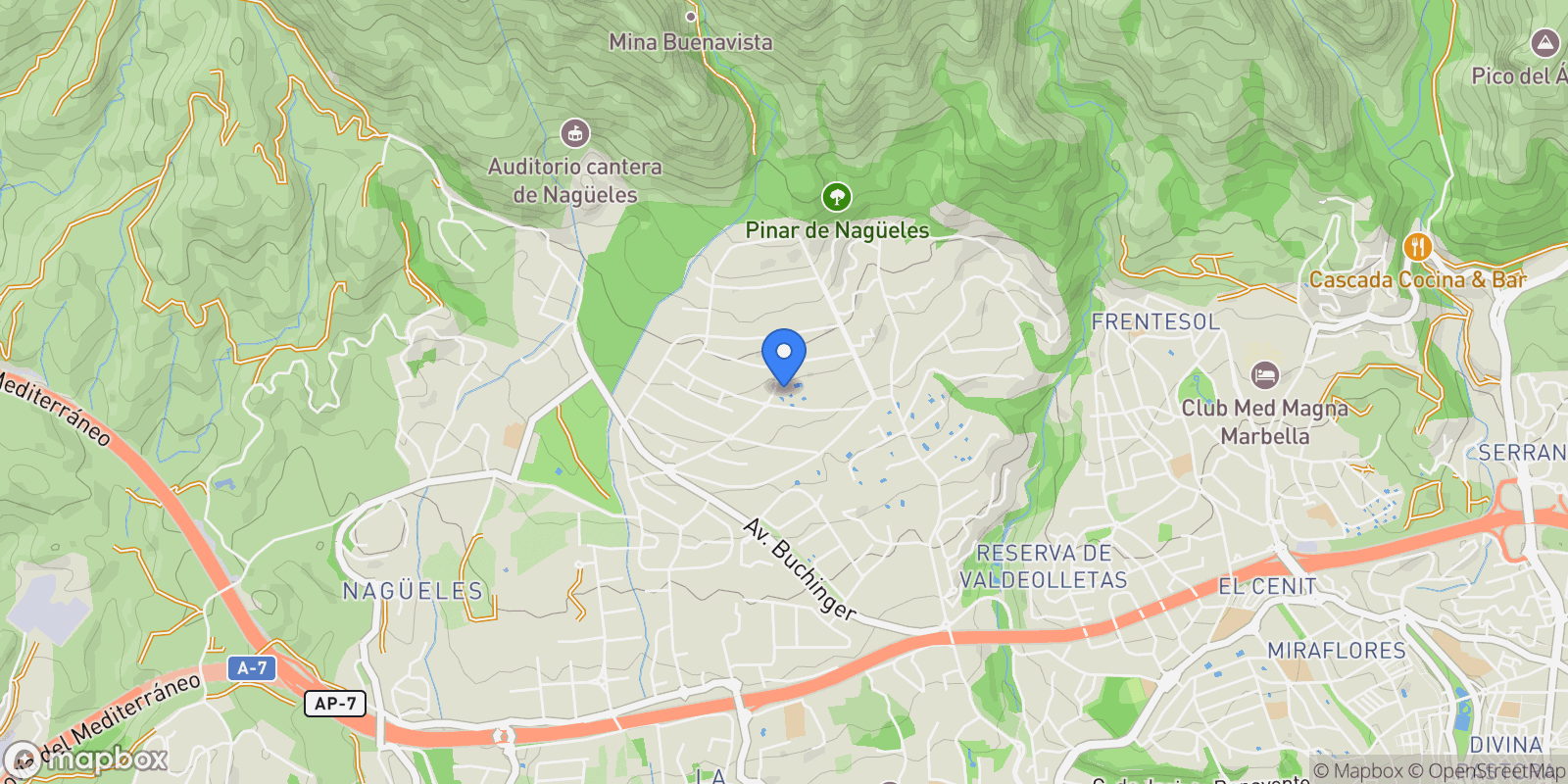 Map showing Sierra Blanca, Marbella, Spain.