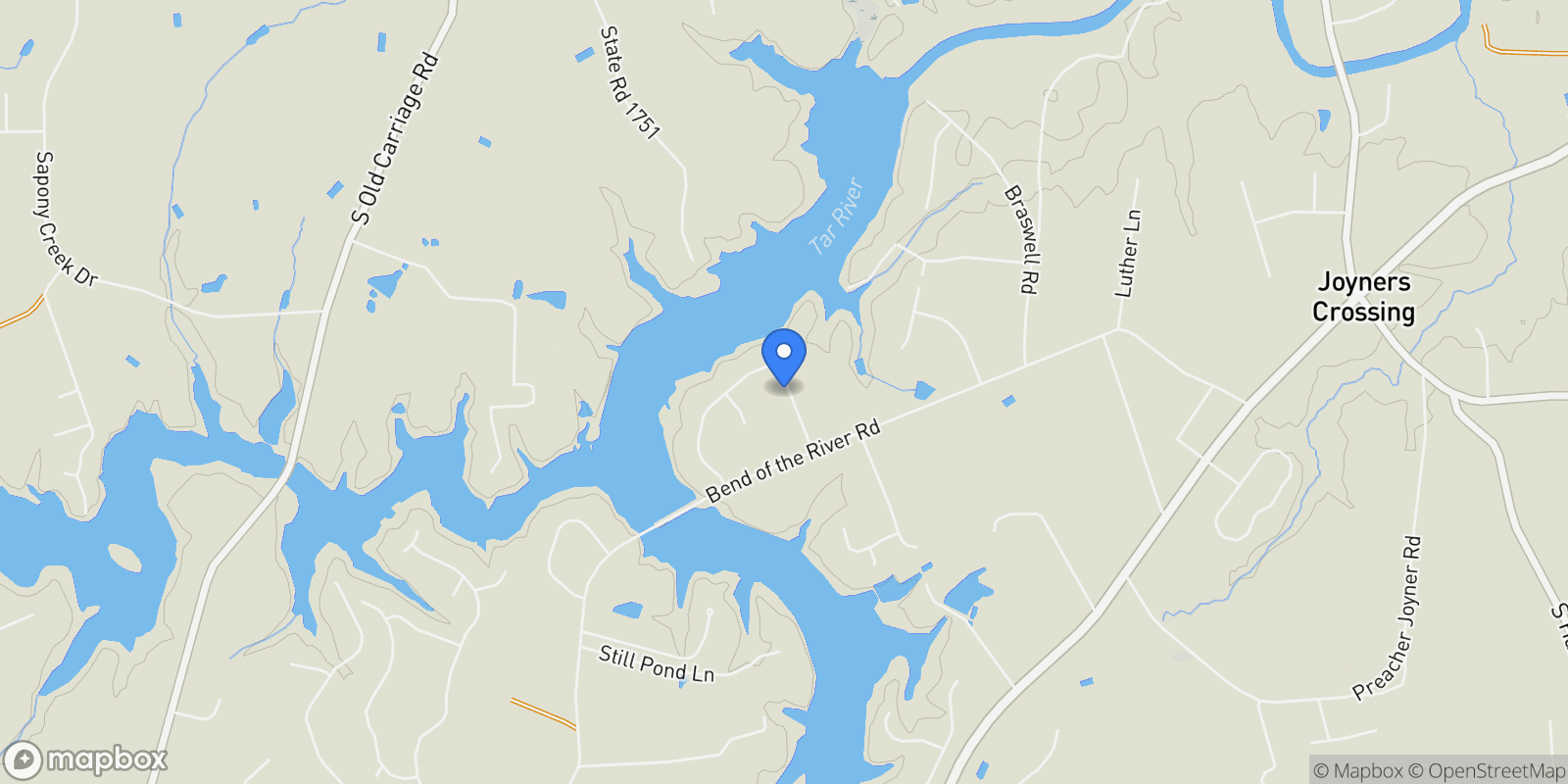 Map showing 5494 Tar Island Drive, Rocky Mount, North Carolina, United States.