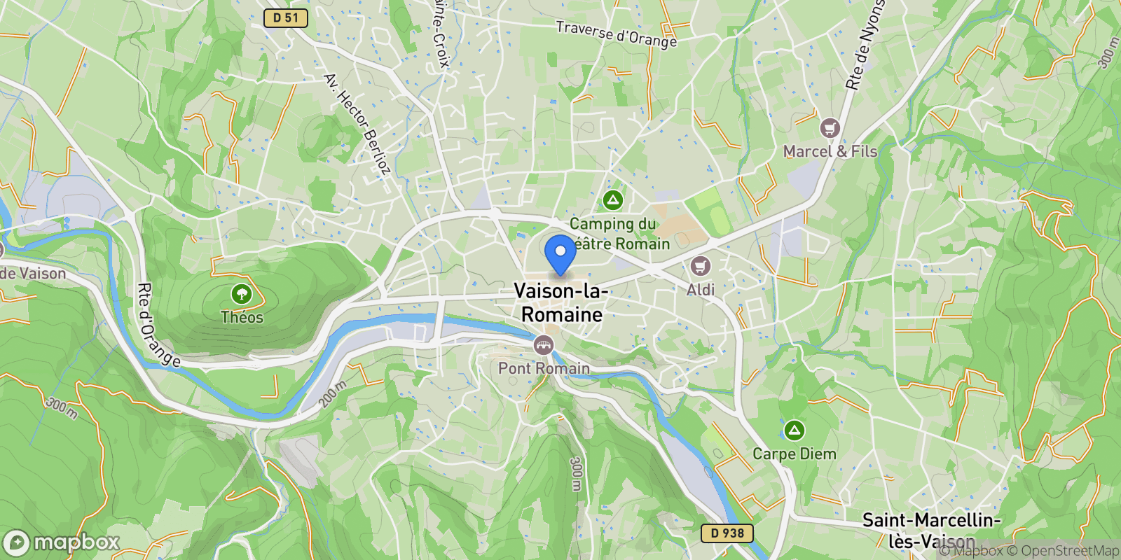 Map showing Vaison-la-Romaine, Provence-Alpes-Côte d'Azur, France.