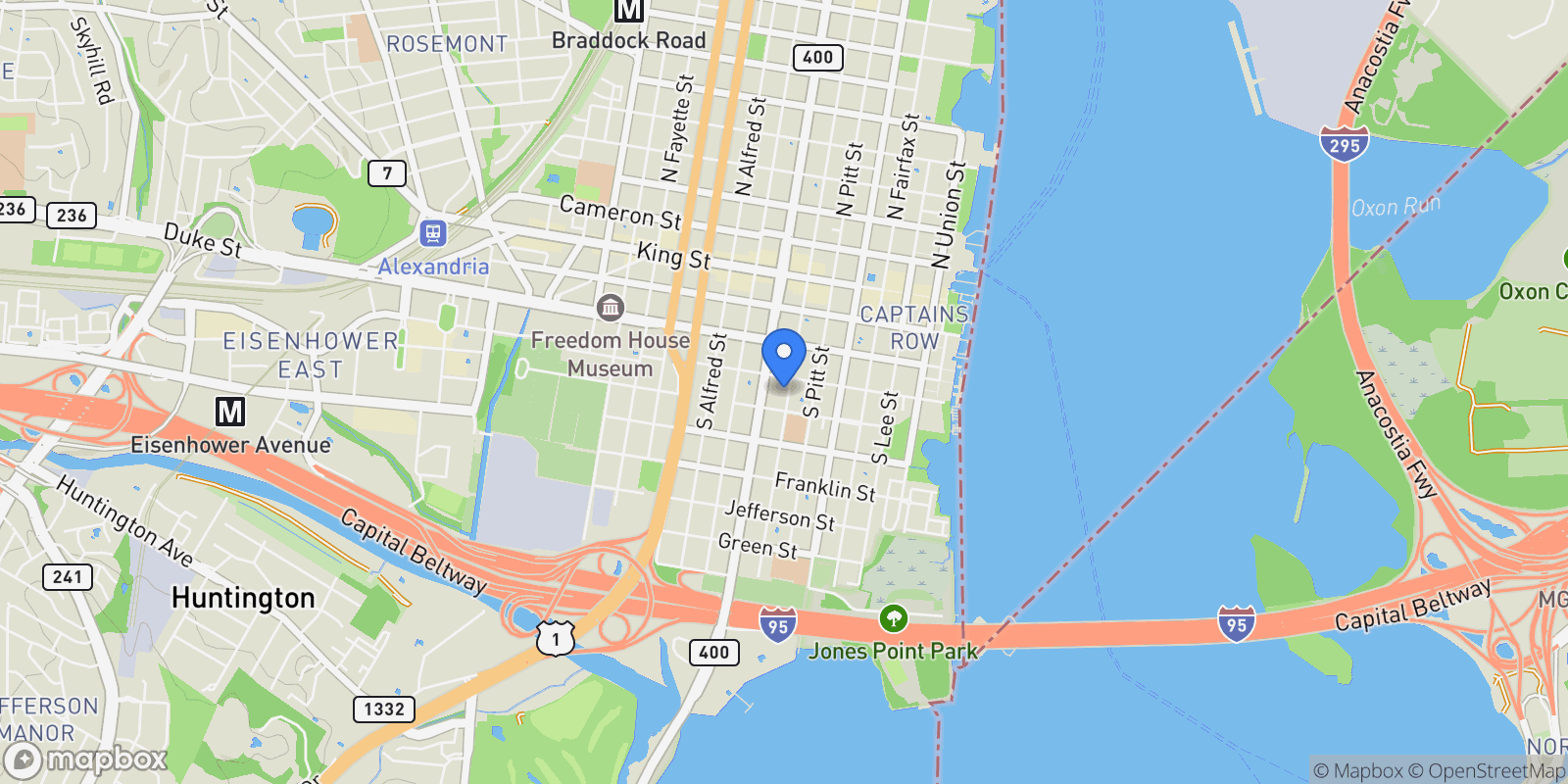 Map showing 411 S Saint Asaph Street , Alexandria, VA 22314, Alexandria, Virginia, United States.