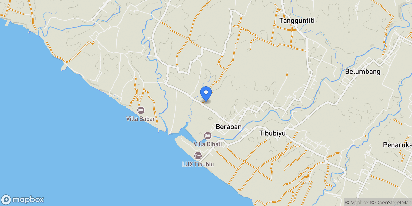 Map showing Beraban, Selemadeg Timur, Tabanan Regency, Bali, Indonesia, Bali, Indonesia.