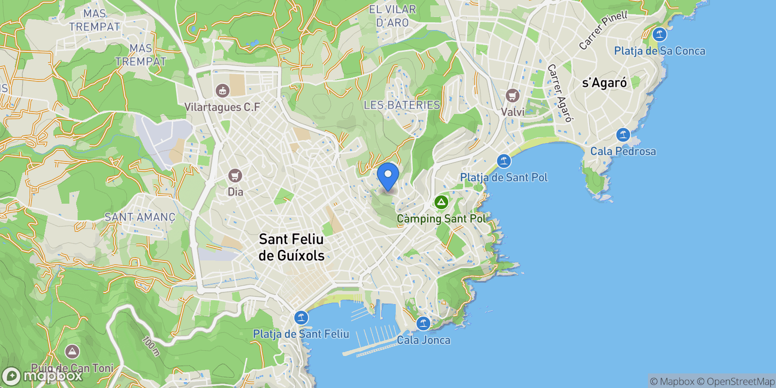 Map showing Mestre Aixa 7, Sant Feliu De Guixols, GI 17220, Sant Feliu de Guixols, Catalonia, Spain.