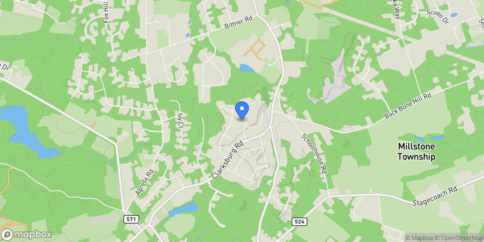 Map showing 7 Hannah Mount Drive, Millstone, New Jersey, United States.