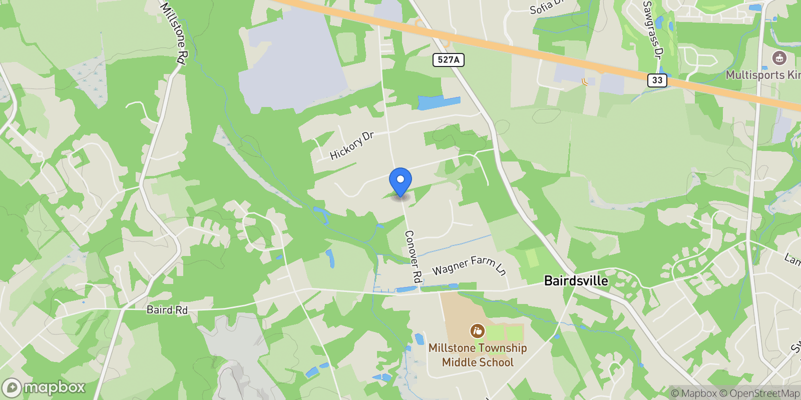 Map showing 41 Conover Road, Millstone, New Jersey, United States.