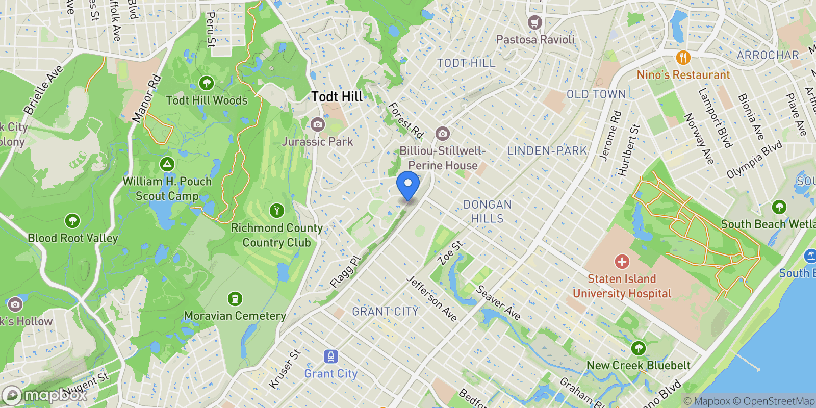 Map showing 90 Flagg Place, New York, New York, United States.