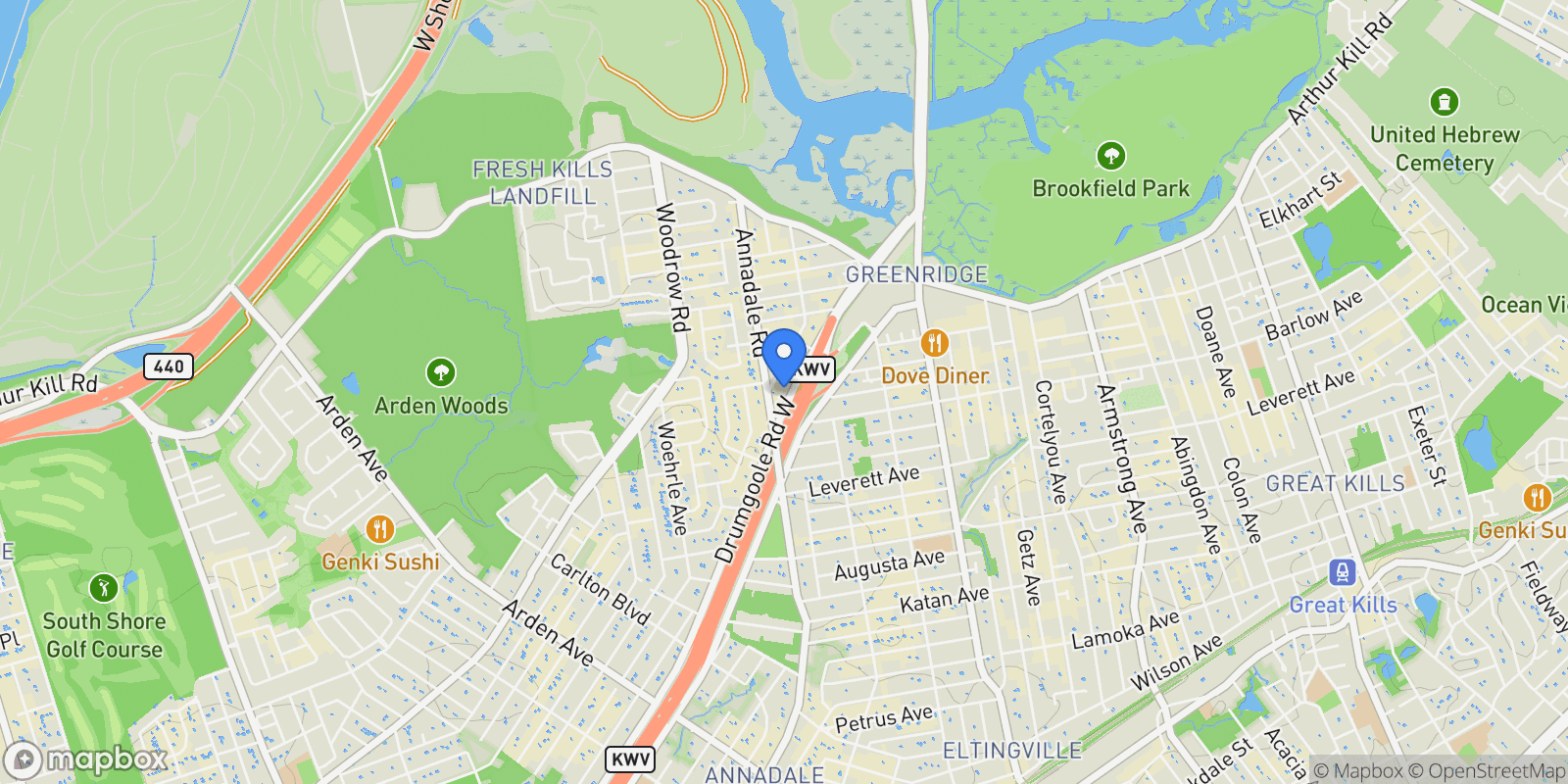 Map showing 556 Drumgoole Road E, New York, New York, United States.