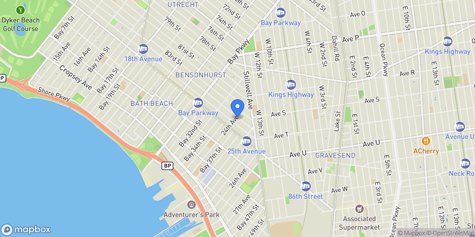 Map showing 2404 84th Street, New York, New York, United States.
