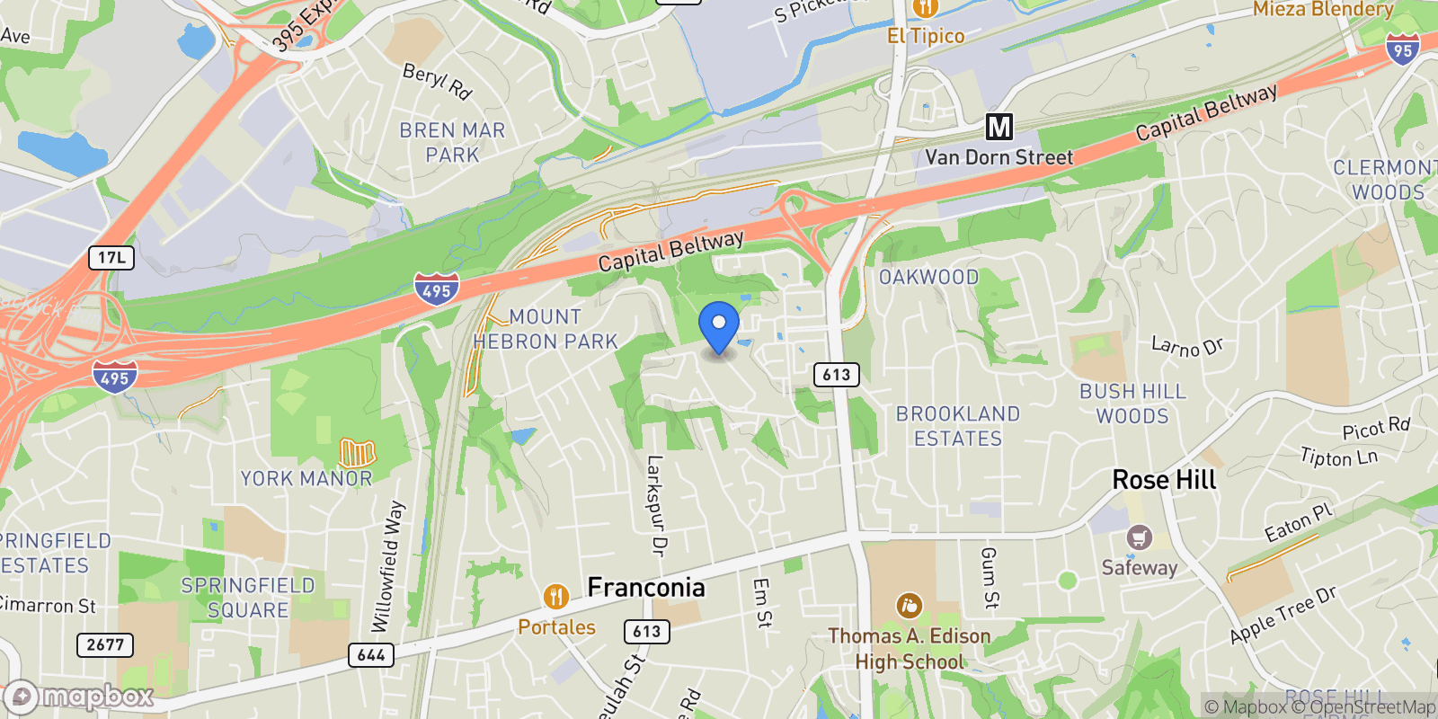 Map showing 5880 Langton Drive , Alexandria, VA 22310, Groveton, Virginia, United States.
