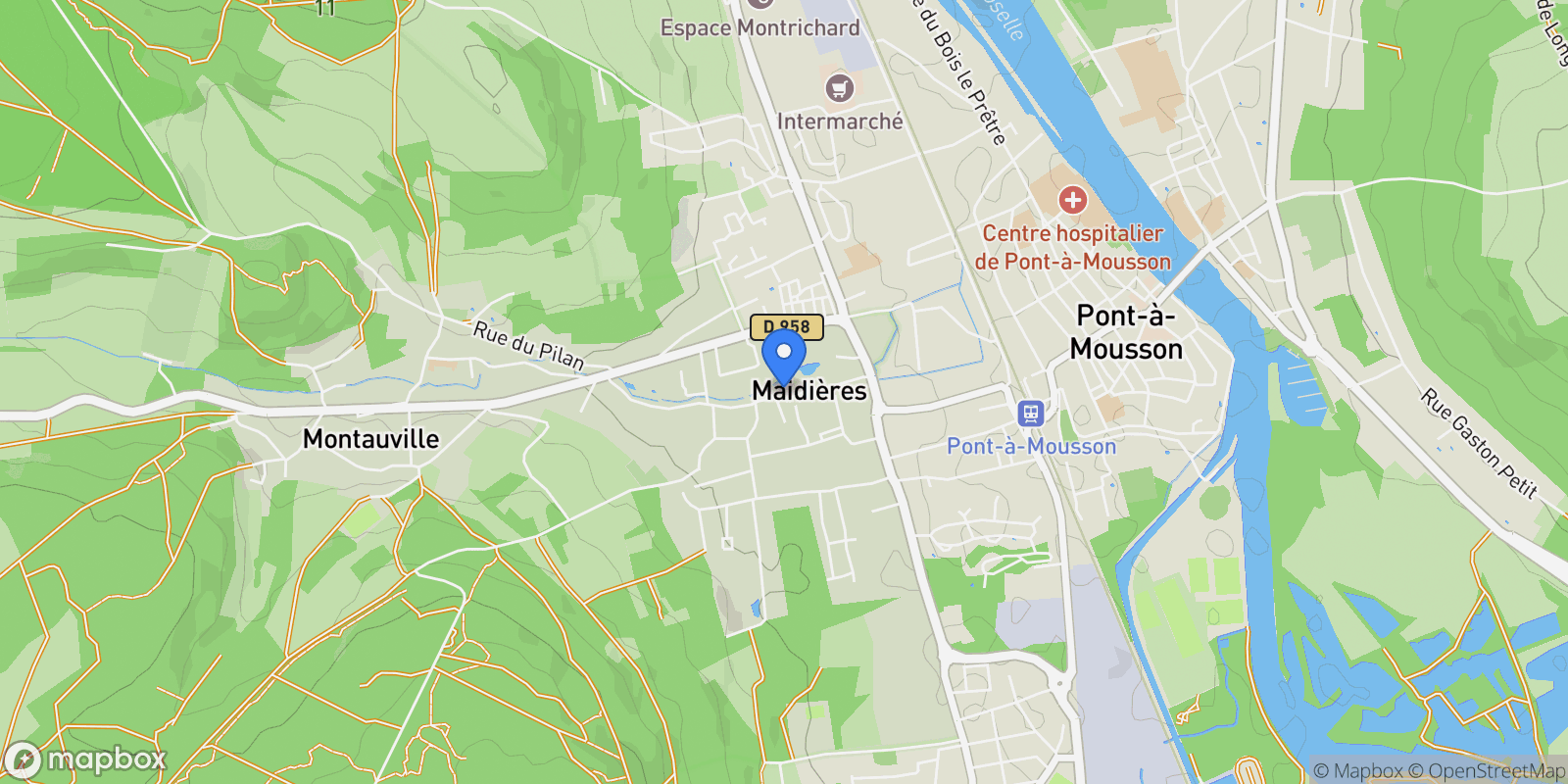 Map showing Maidières, Grand Est, France.
