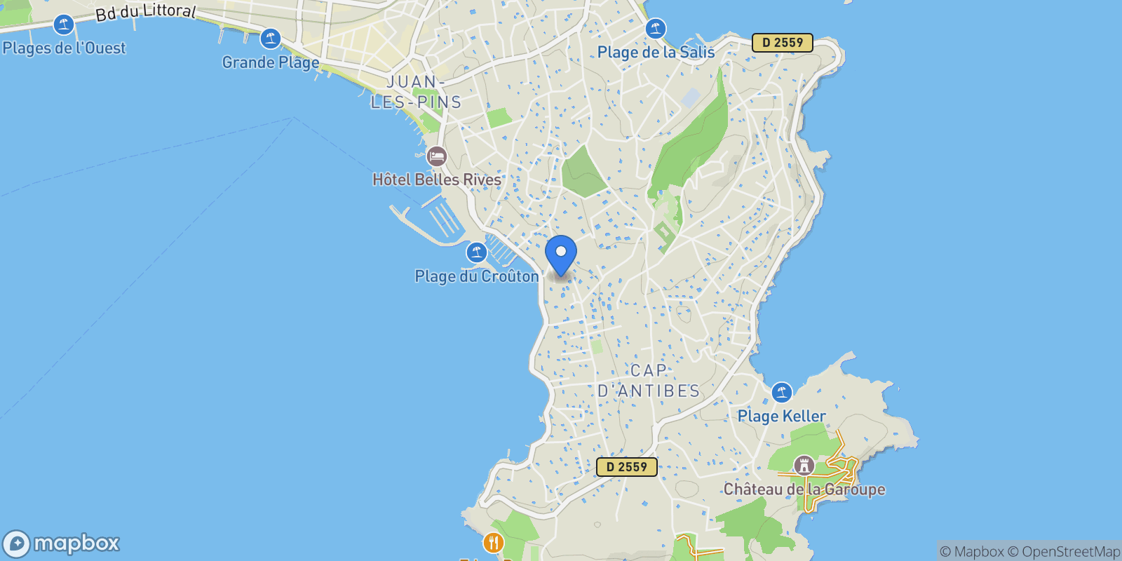 Map showing Antibes, Provence-Alpes-Côte d'Azur, France.