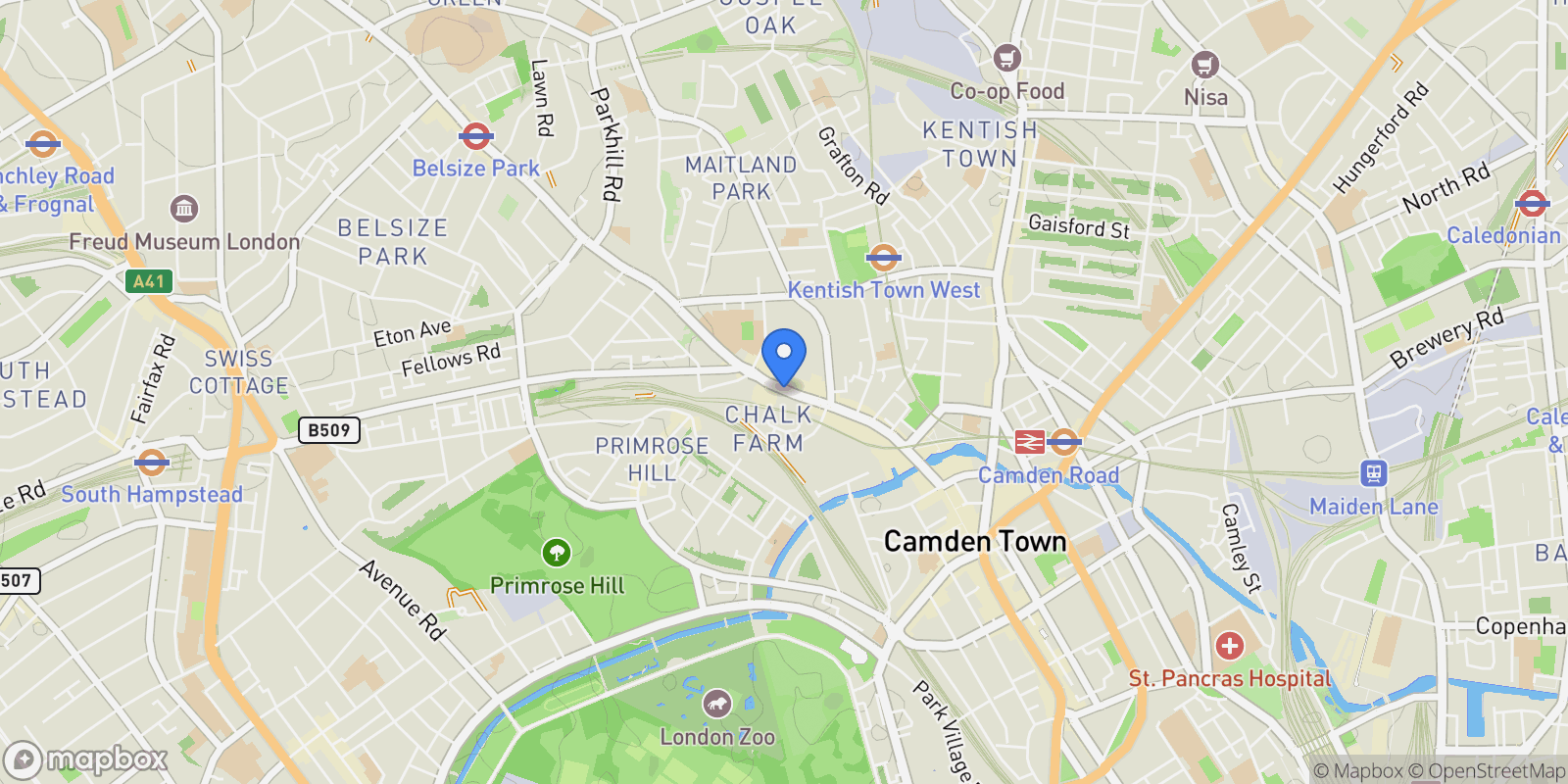Map showing London, England, United Kingdom.