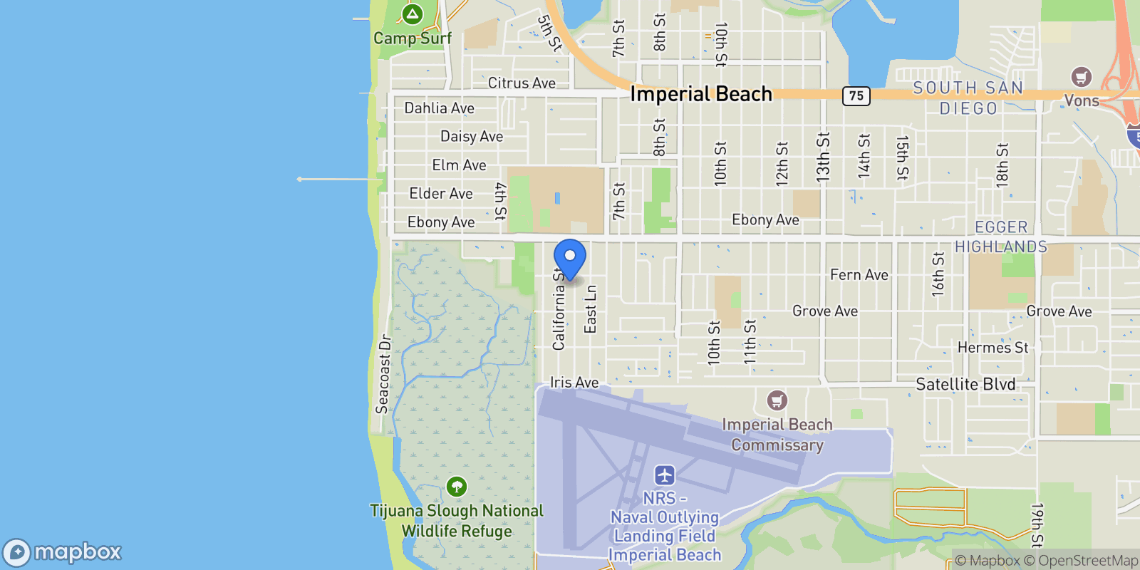 Map showing 1224 Louden Ln, Imperial Beach, California, United States.