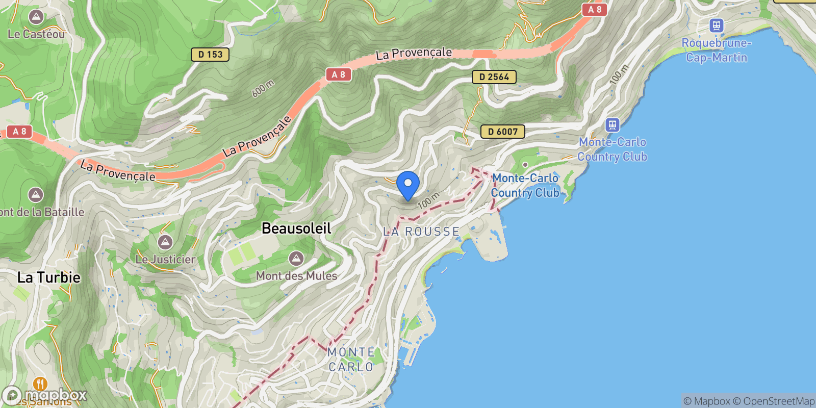 Map showing Beausoleil, Provence-Alpes-Côte d'Azur, France.