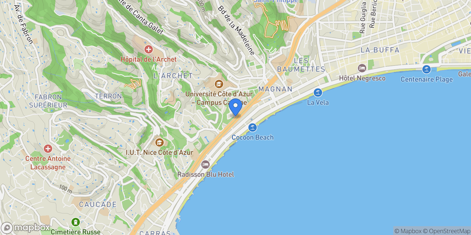 Map showing Nice, Provence-Alpes-Côte d'Azur, France.