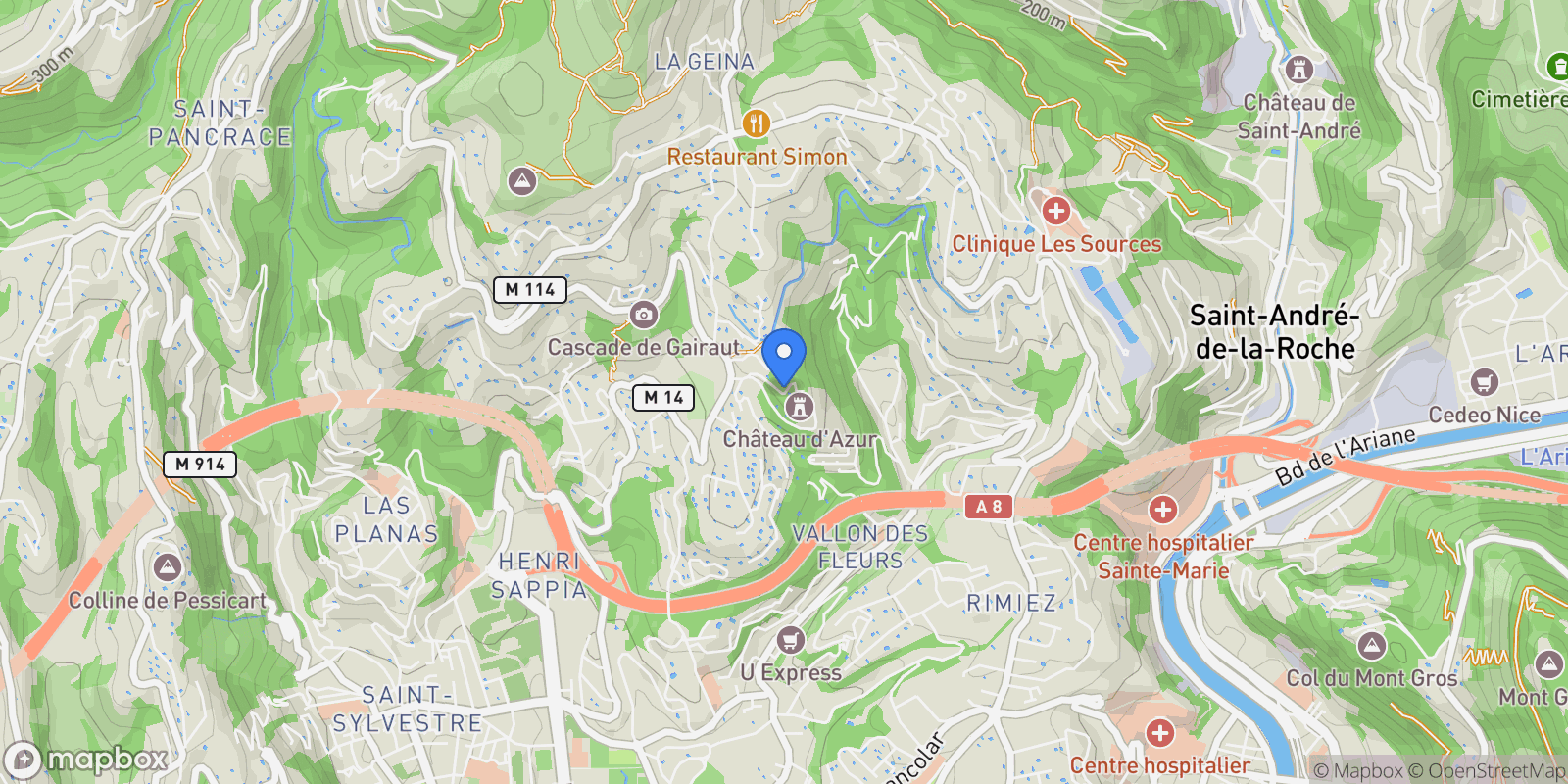 Map showing Nice, Provence-Alpes-Côte d'Azur, France.