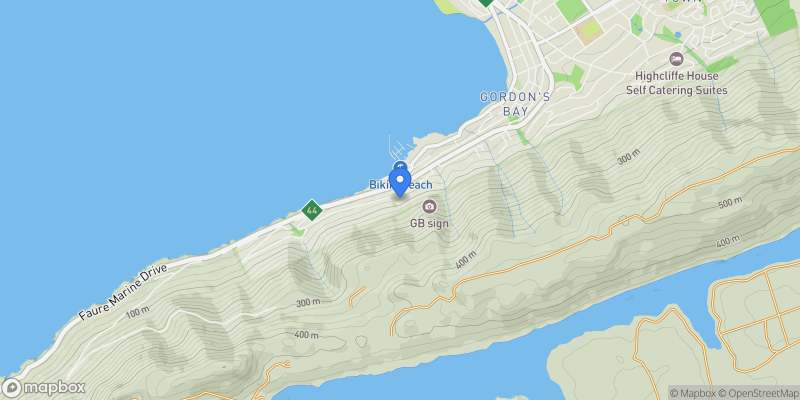 Map showing Cape Town, Western Cape, South Africa.