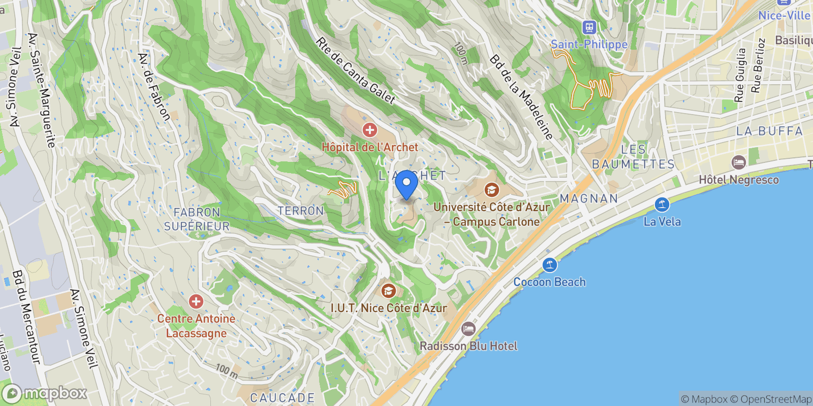 Map showing Nice, Provence-Alpes-Côte d'Azur, France.