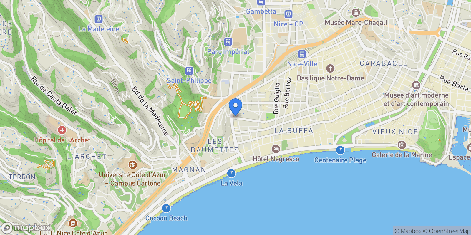 Map showing 30 Avenue des Fleurs, Nice, Provence-Alpes-Côte d'Azur, France.
