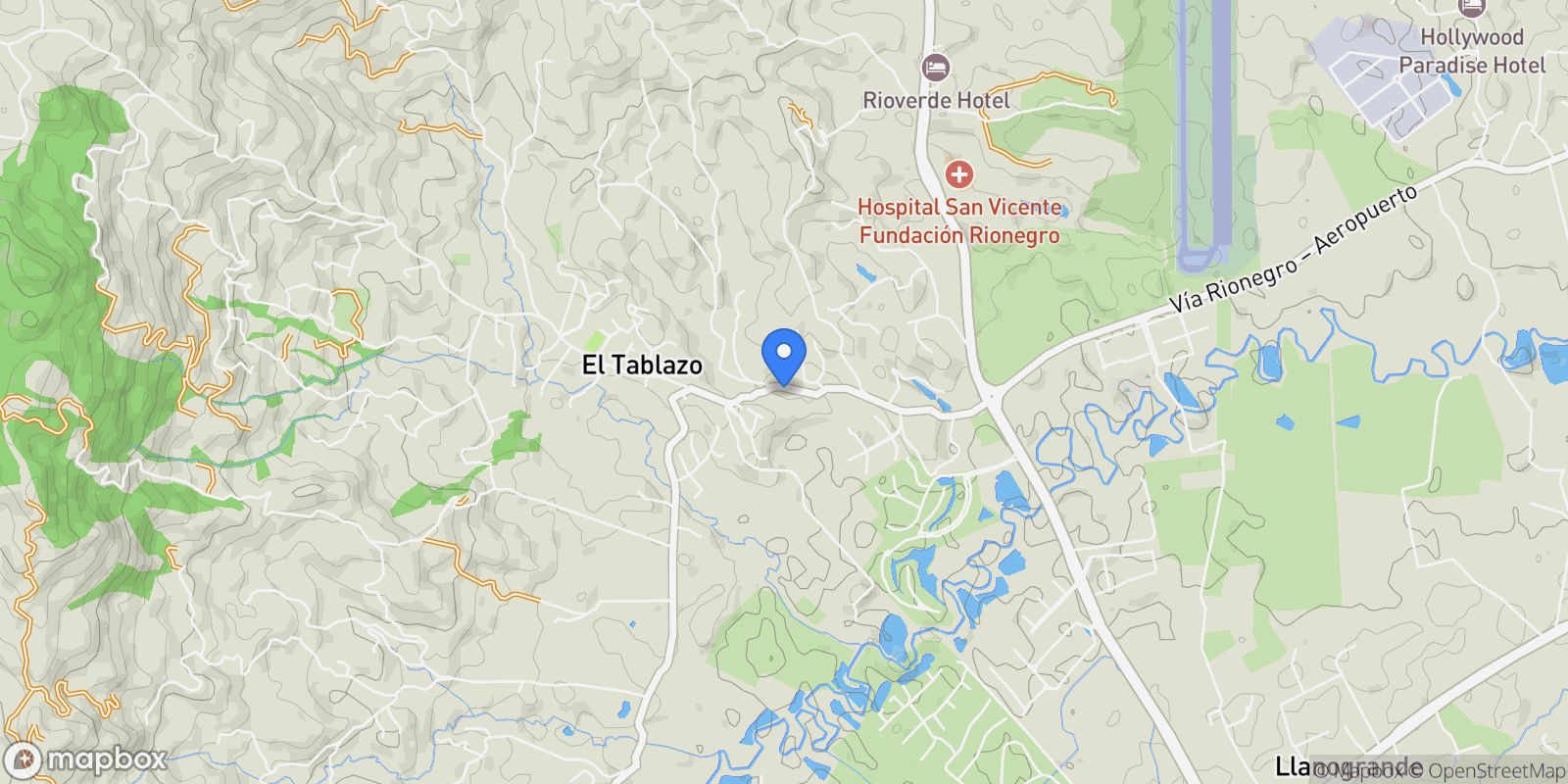 Map showing Rionegro CASA ENTRADA AL TABLAZO LOTE 1 Y LOTE 2, Rionegro, Colombia.