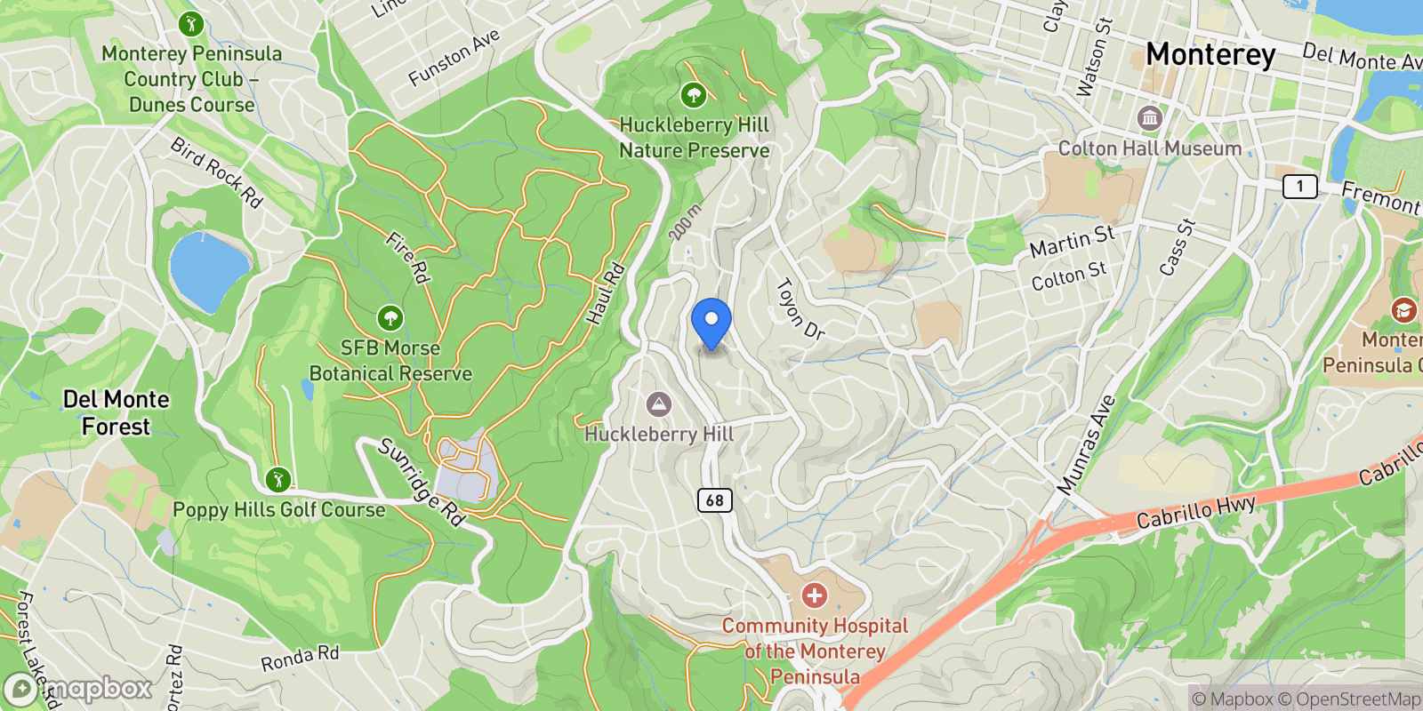 Map showing 7 Wyndemere Vale, Monterey, California, United States.