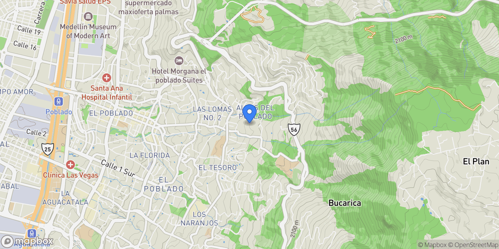 Map showing Medellín CALLE 10 A # 10 190, Medellín, Antioquia, Colombia.