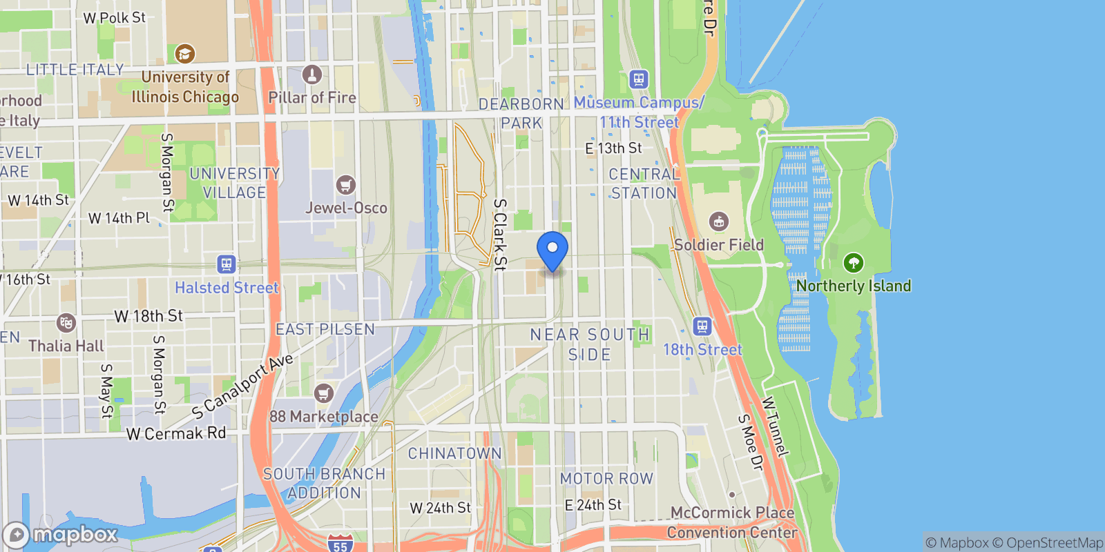 Map showing 1601 S State St 6H, Chicago, IL 60616, Chicago, Illinois, United States.
