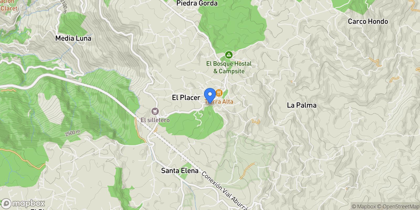Map showing Guarne PARAJE SAN IGNACIO, VIA AL PORVENIR KM 1.5, Santa Elena, Antioquia, Colombia.