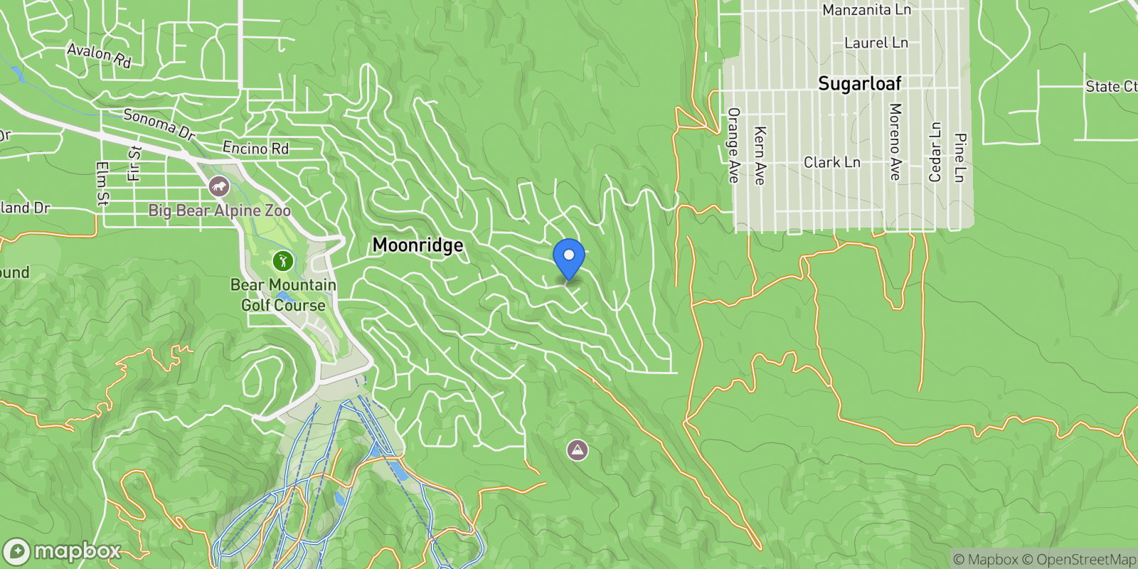 Map showing 1584 Wolf Road , Big Bear, CA 92314, Big Bear Lake, California, United States.
