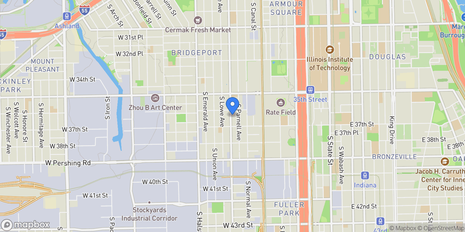 Map showing 3621 S Wallace Street, Chicago, IL 60609, Chicago, Illinois, United States.
