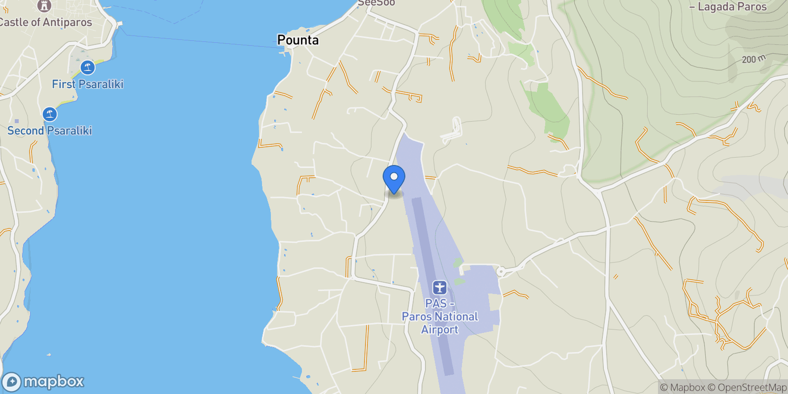 Map showing Paros, Aegean, Greece.
