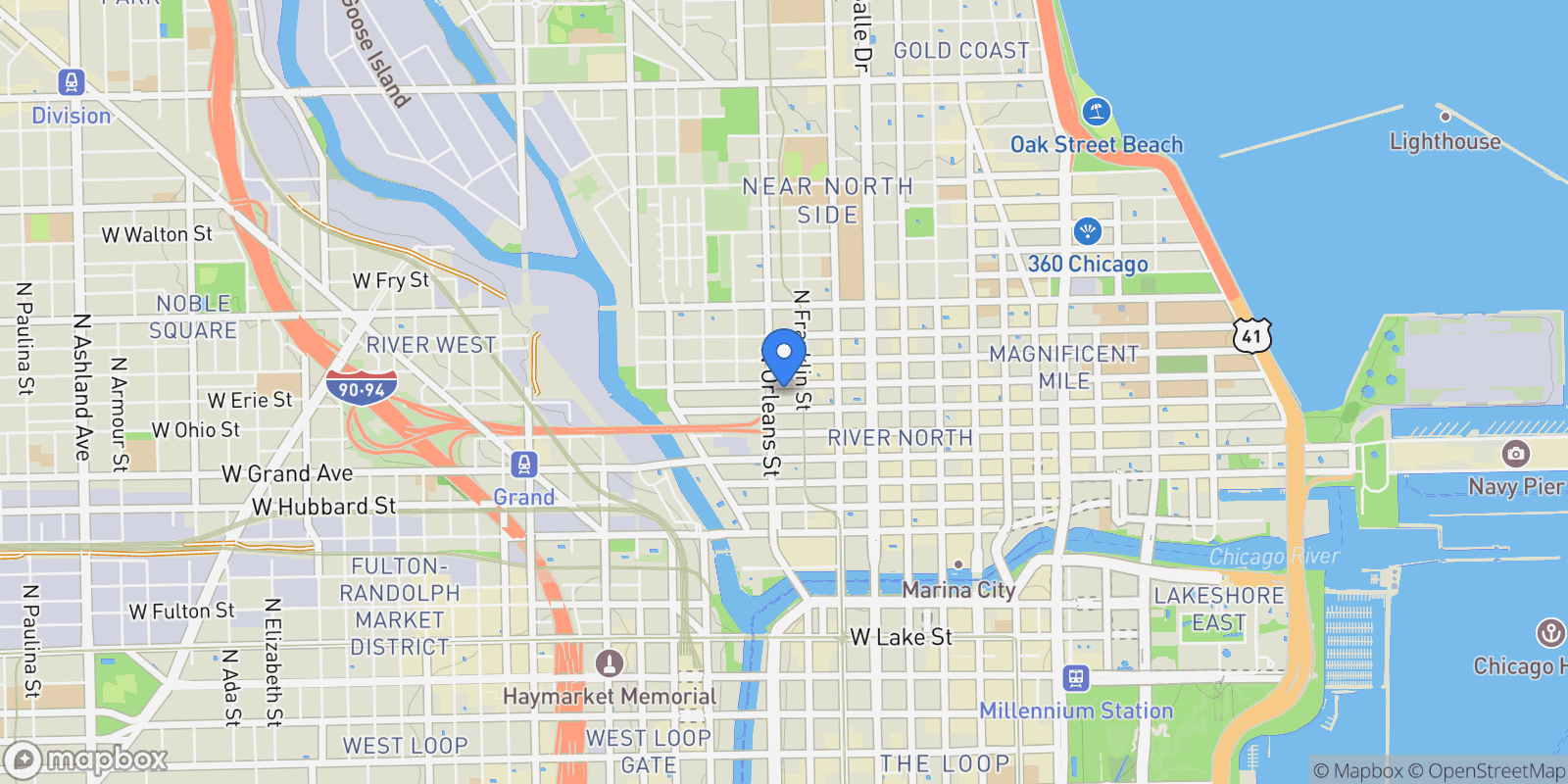 Map showing 319 West Erie Street , 2W, Chicago, IL 60654, Chicago, Illinois, United States.