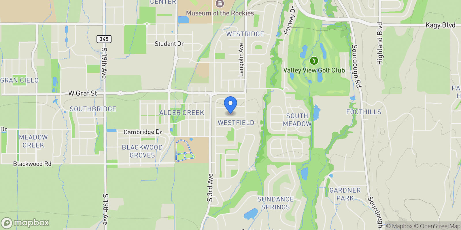 Map showing 435 Lexington, Bozeman, Montana, United States.