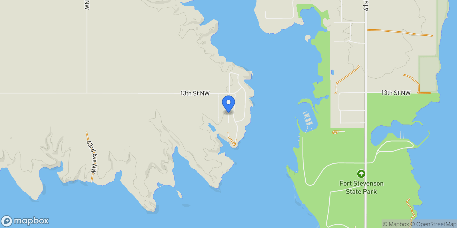 Map showing 1265 42l Avenue Nw, Garrison, ND 58540, Garrison, North Dakota, United States.