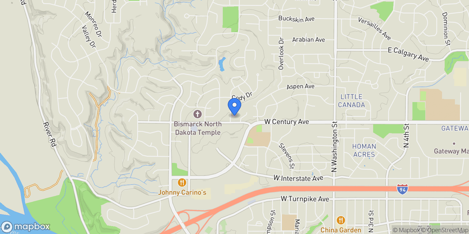 Map showing 901 Corvette Circle, Bismarck, ND 58503, Bismarck, North Dakota, United States.